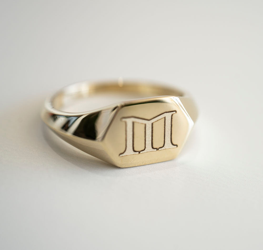 14k Gold Geometric Signet Ring