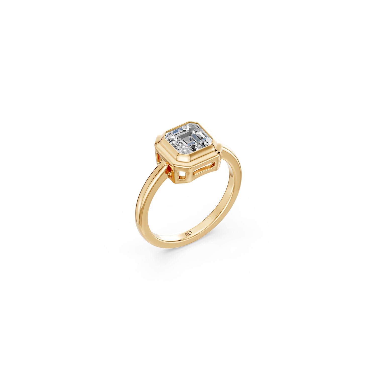 14k Asscher Eclipse Bezel Ring