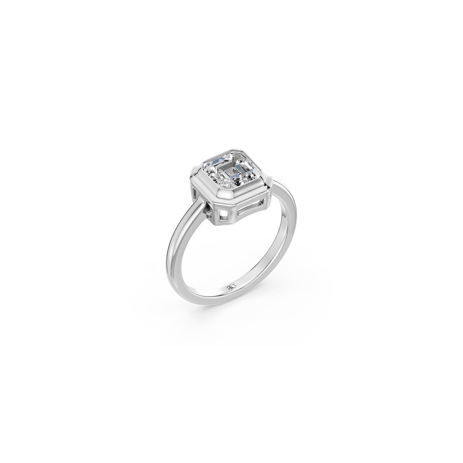 14k Asscher Eclipse Bezel Ring