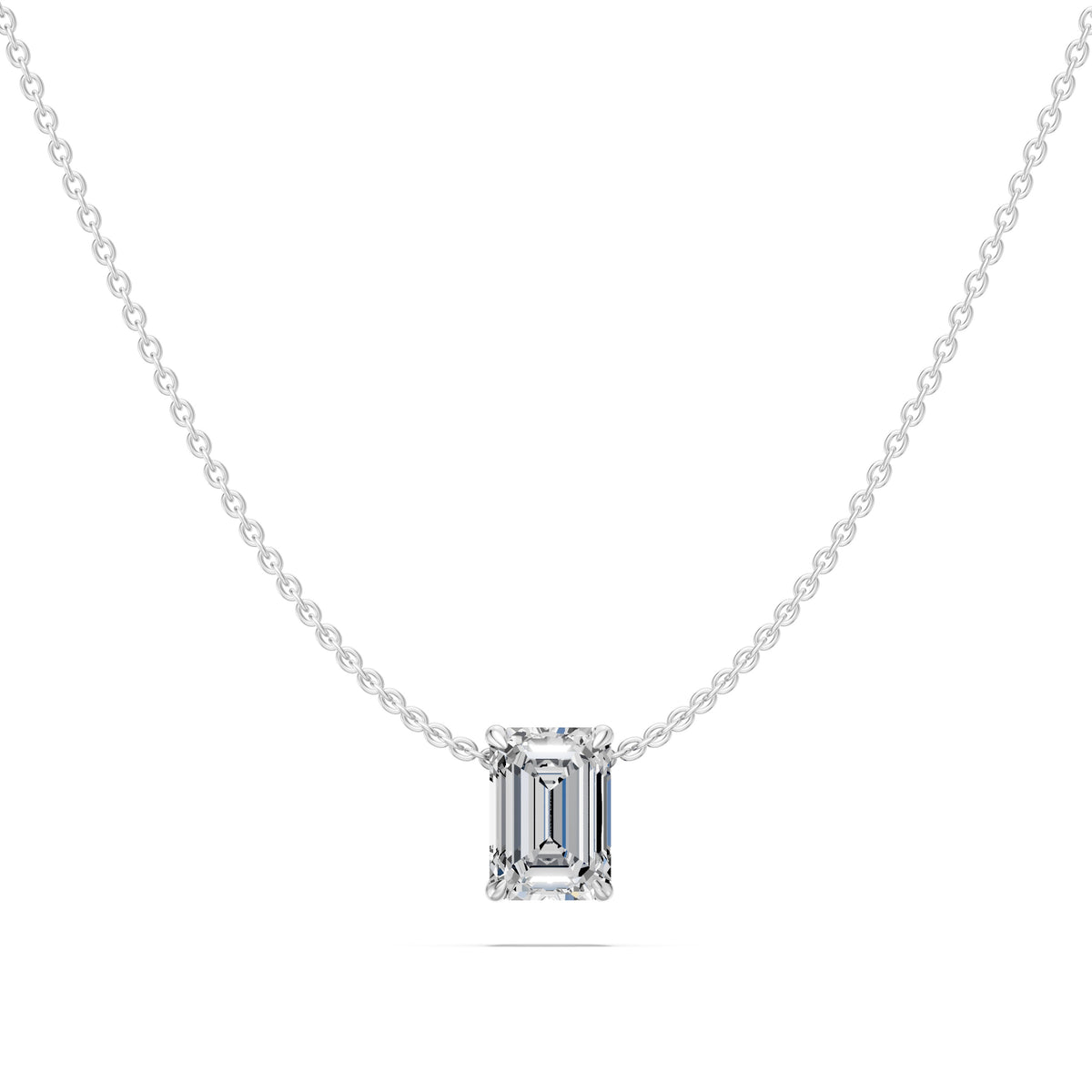 14k Emerald Cut Muse Diamond Necklace