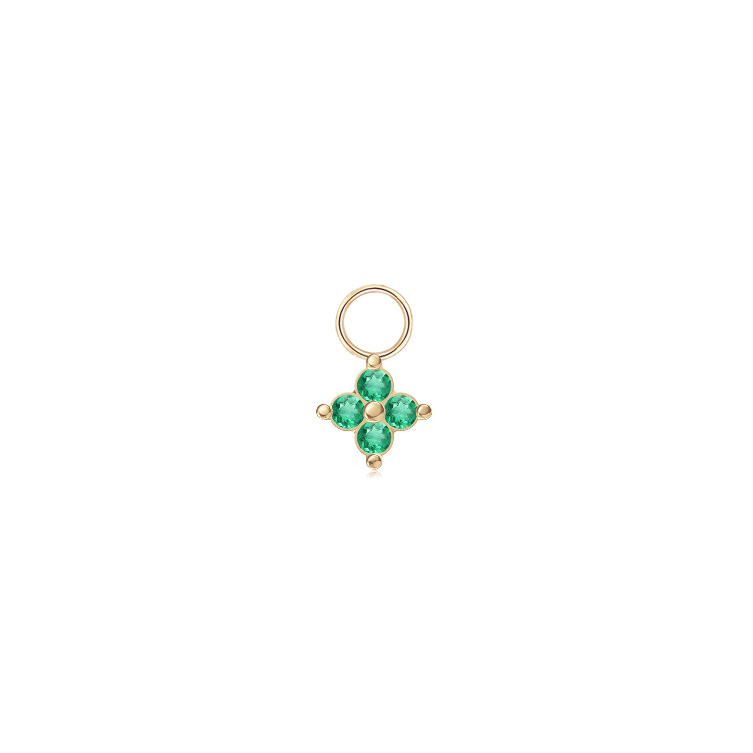 14k Emerald Flower Hoop Charm