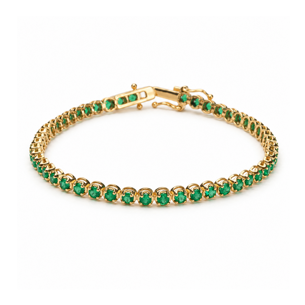 14K Emerald Cupcake Tennis Bracelet | 3 Carat