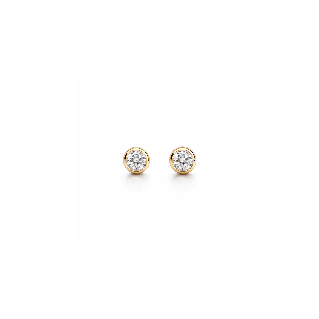 14k Diamond Bezel Studs