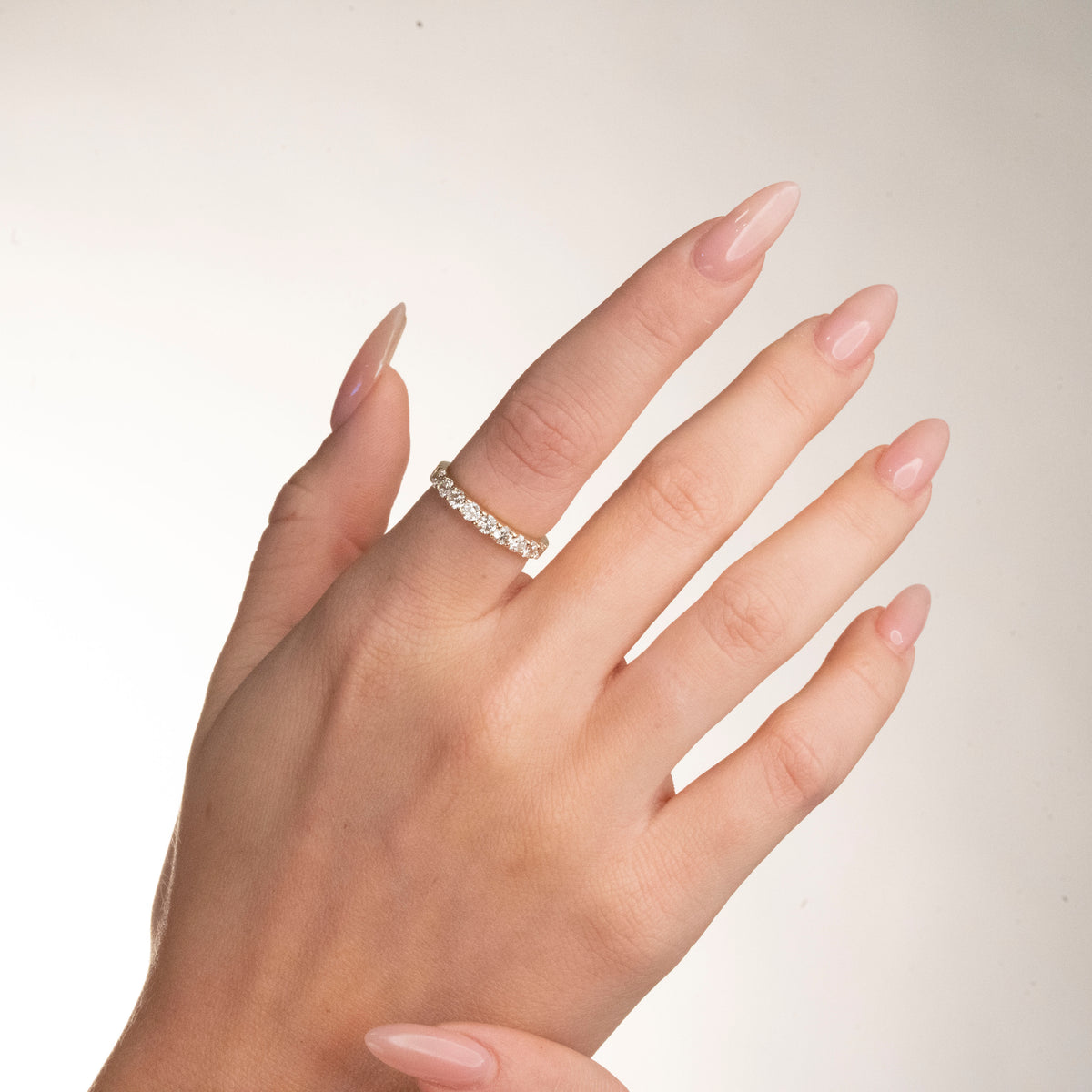 14k Half Eternity Diamond Band (3mm), alternate view