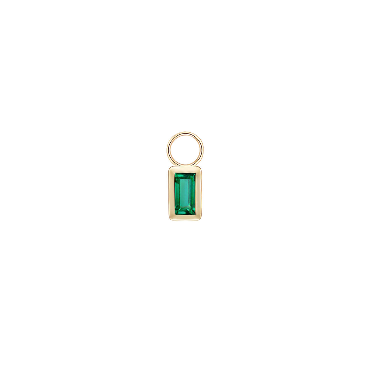 14k Emerald Baguette Hoop Charm