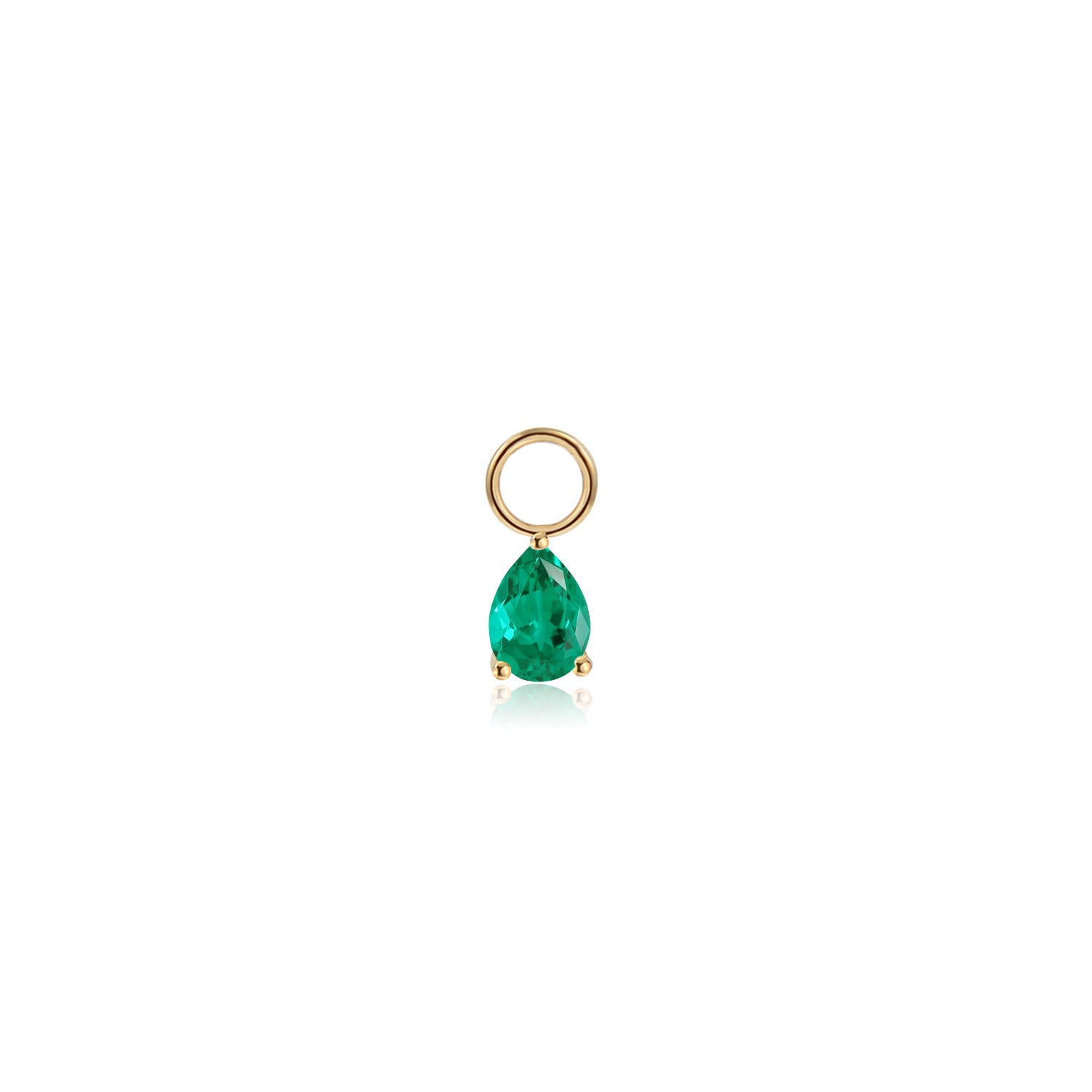 14K Emerald Pear-Shape Hoop Charm
