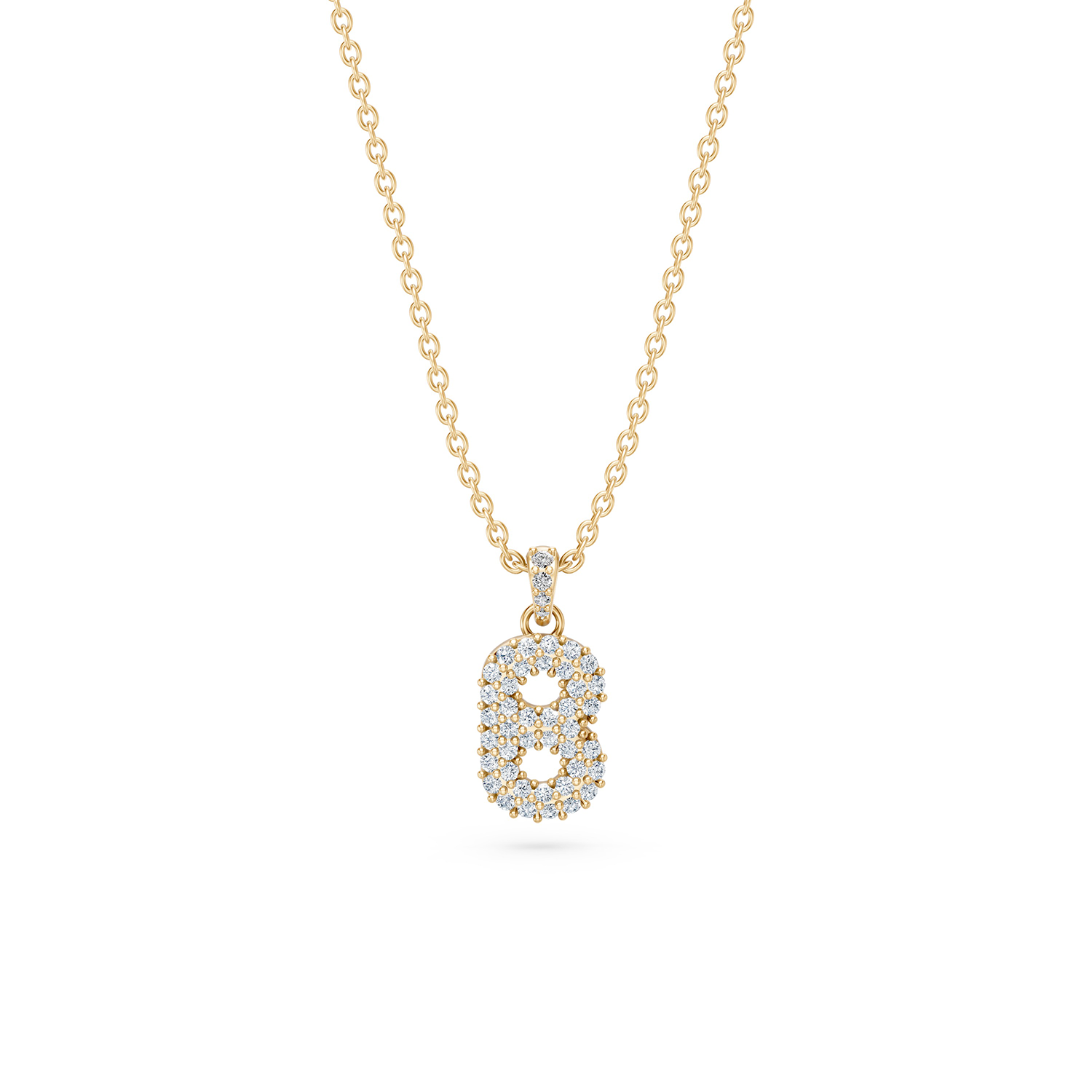 14k Diamond Bubble Letter Necklace