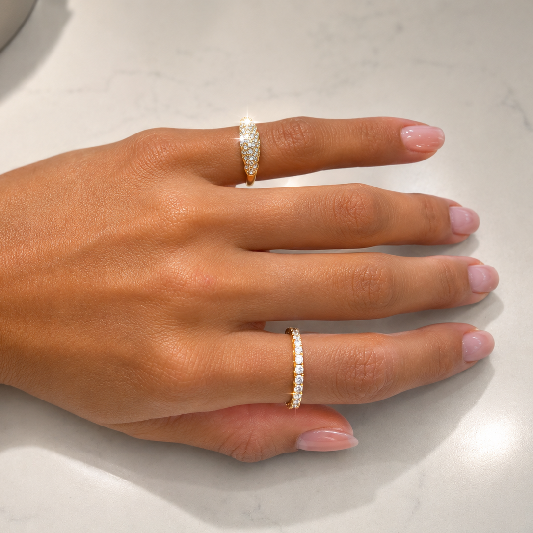 14k Little Diamond Pavé Dome Ring