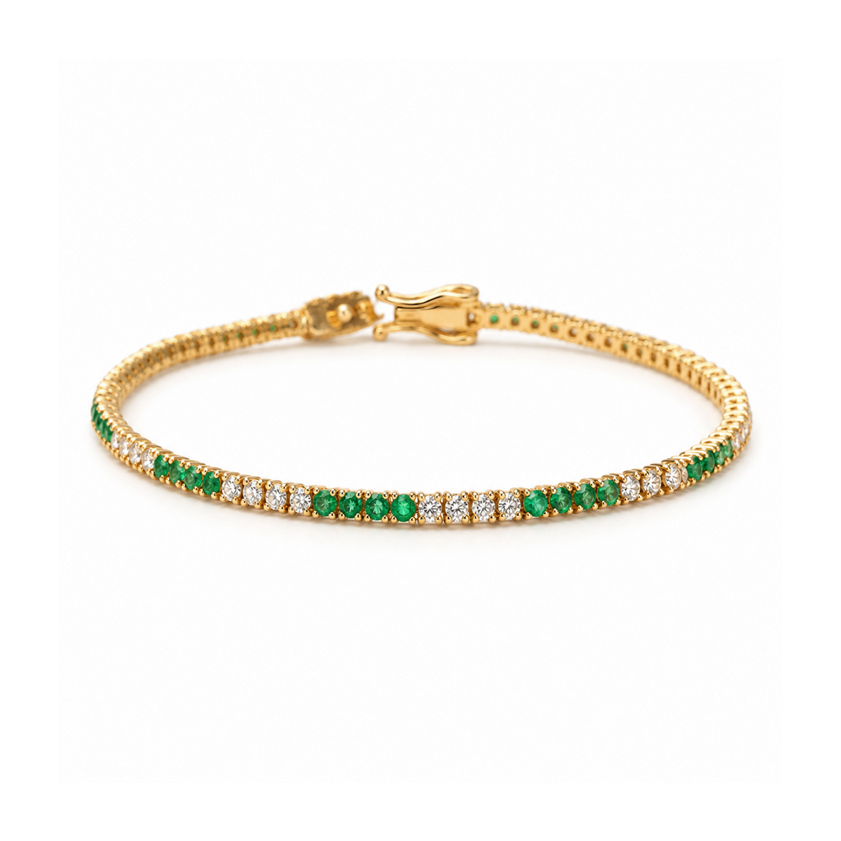 14K Emerald and Diamond Tennis Bracelet (2.0 CTW) by RG Jewelry