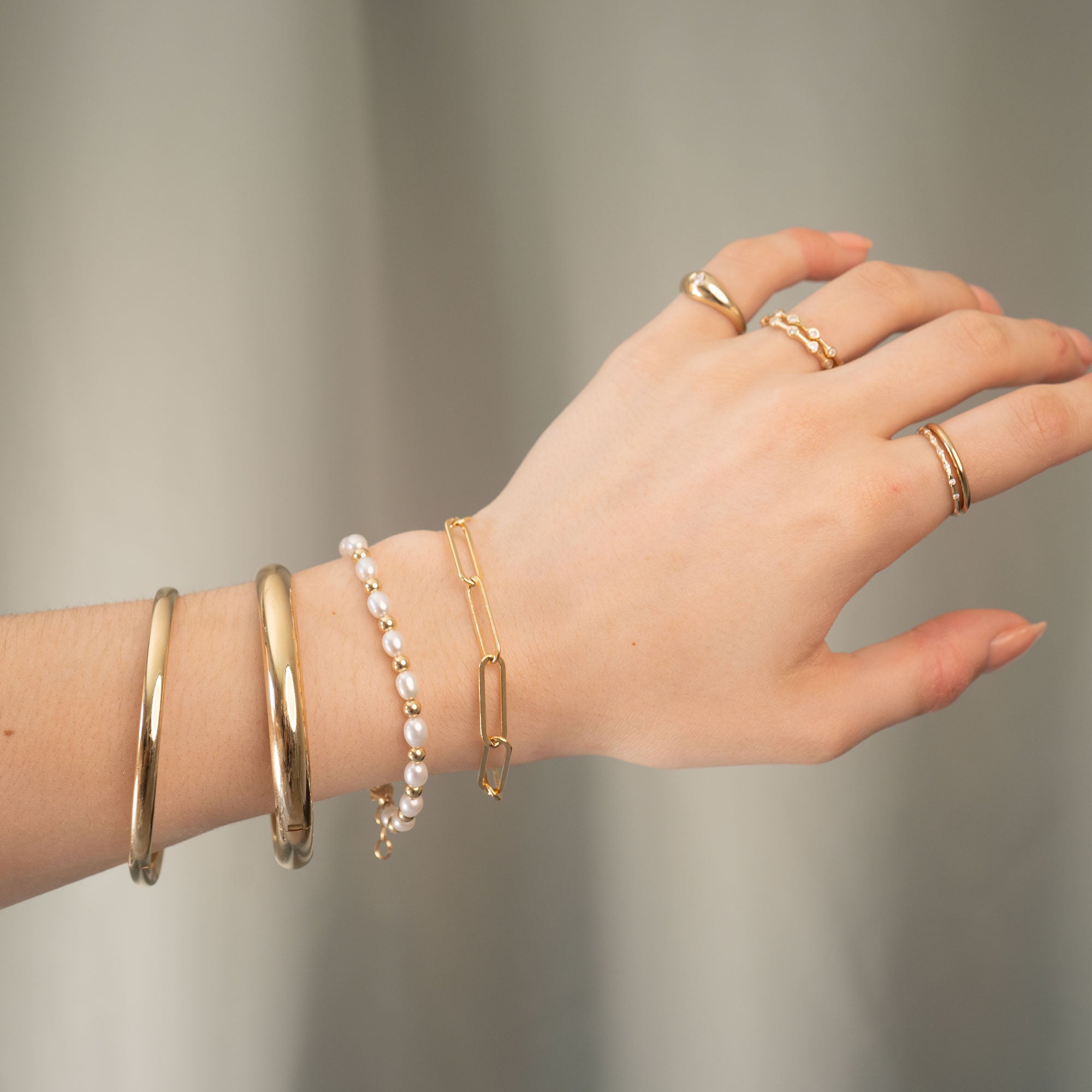 Gold Filled Beads and Pearl Bracelet