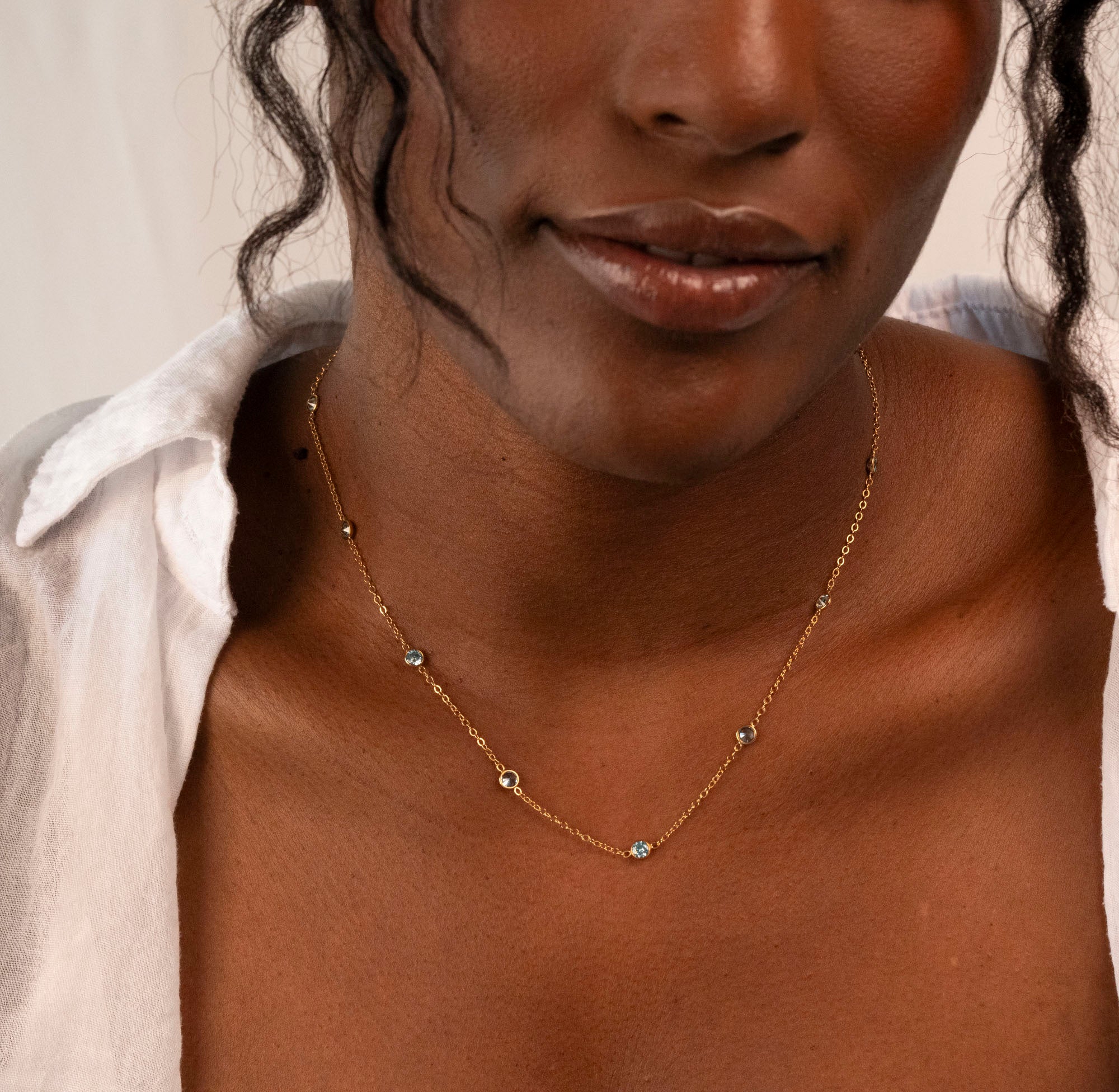 Gold Filled Crystal Satellite Necklace