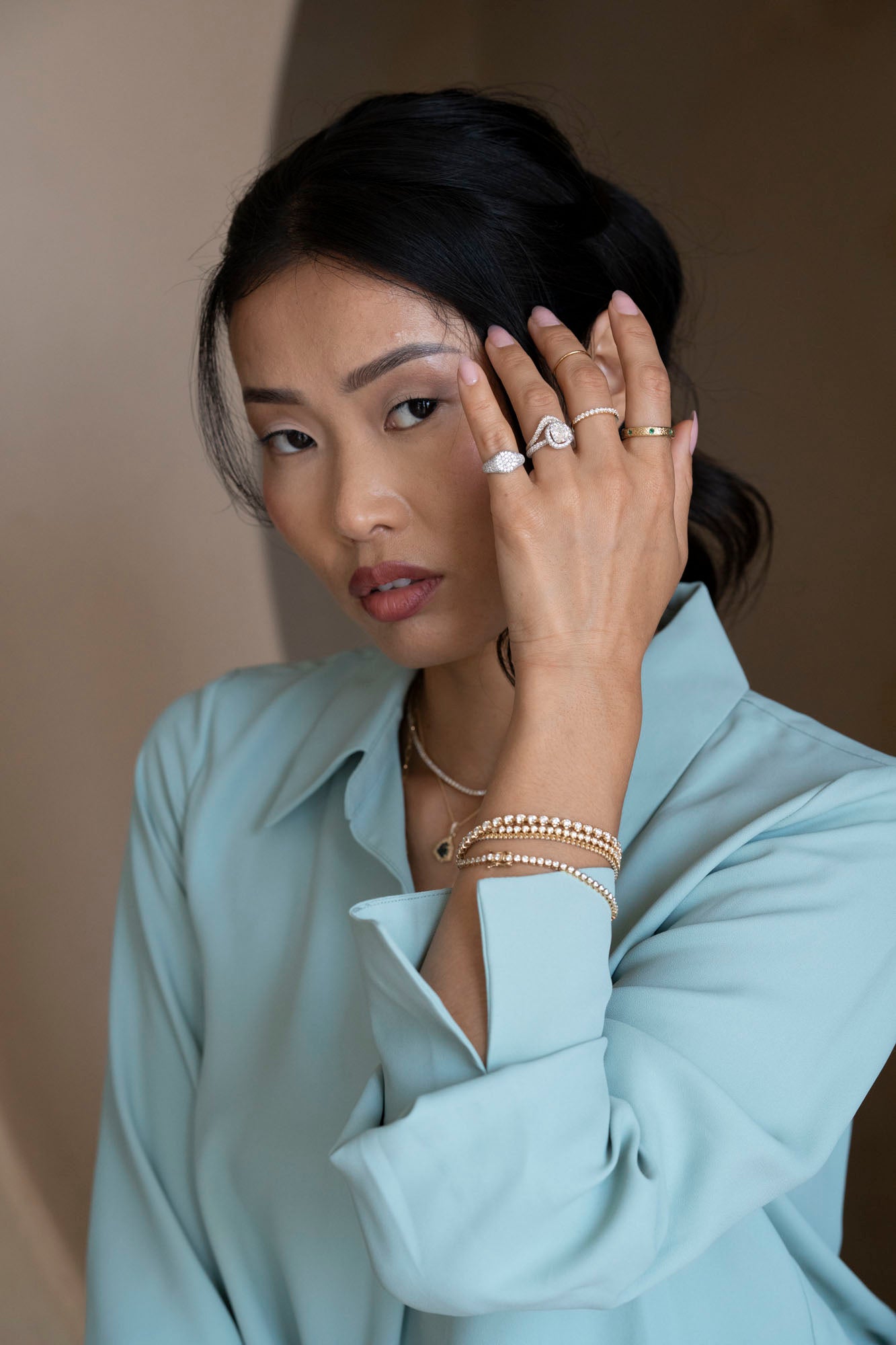 14k Cushion Cut Triple Pave Ring