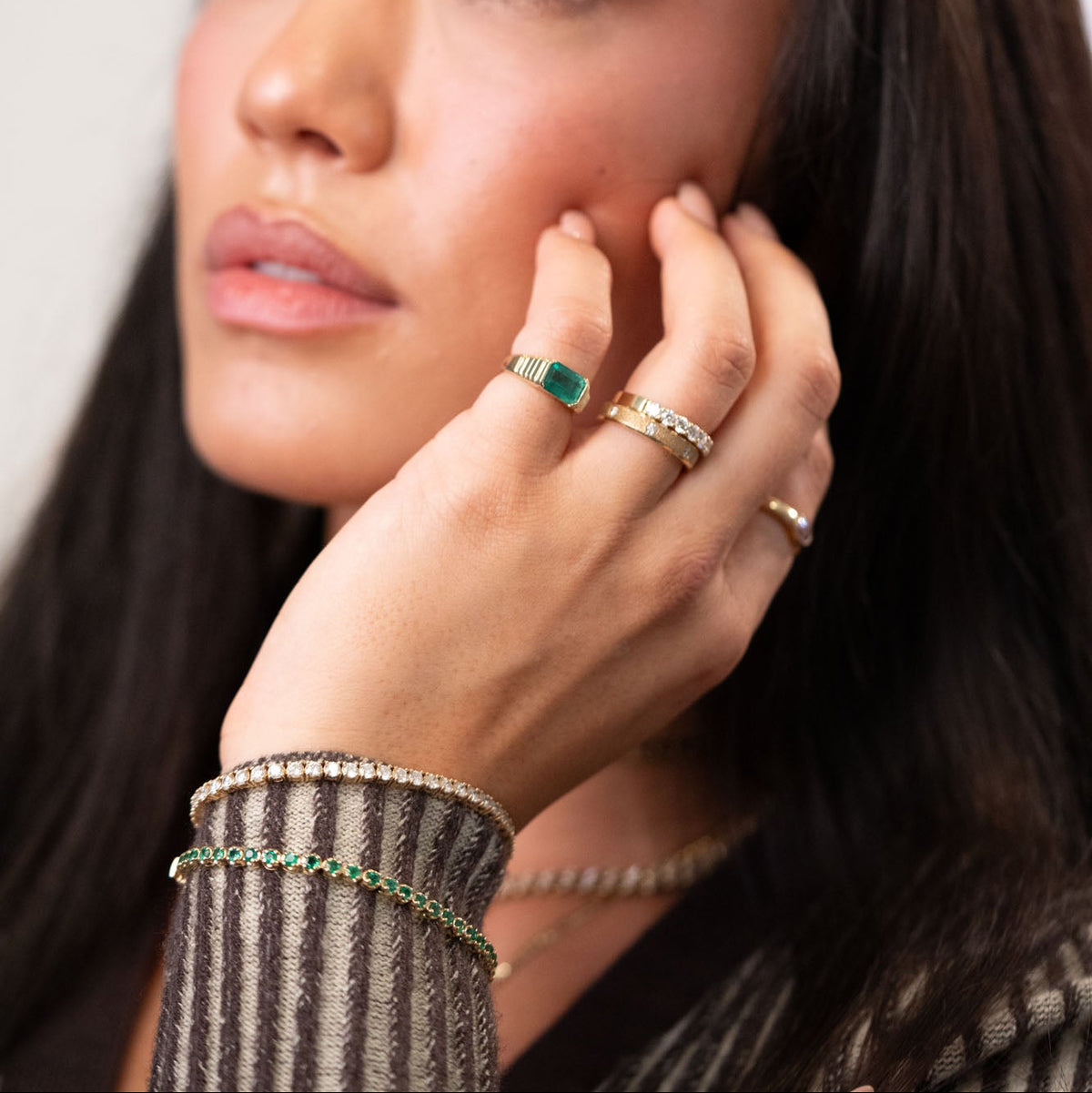 14K Emerald Cupcake Tennis Bracelet | 3 Carat