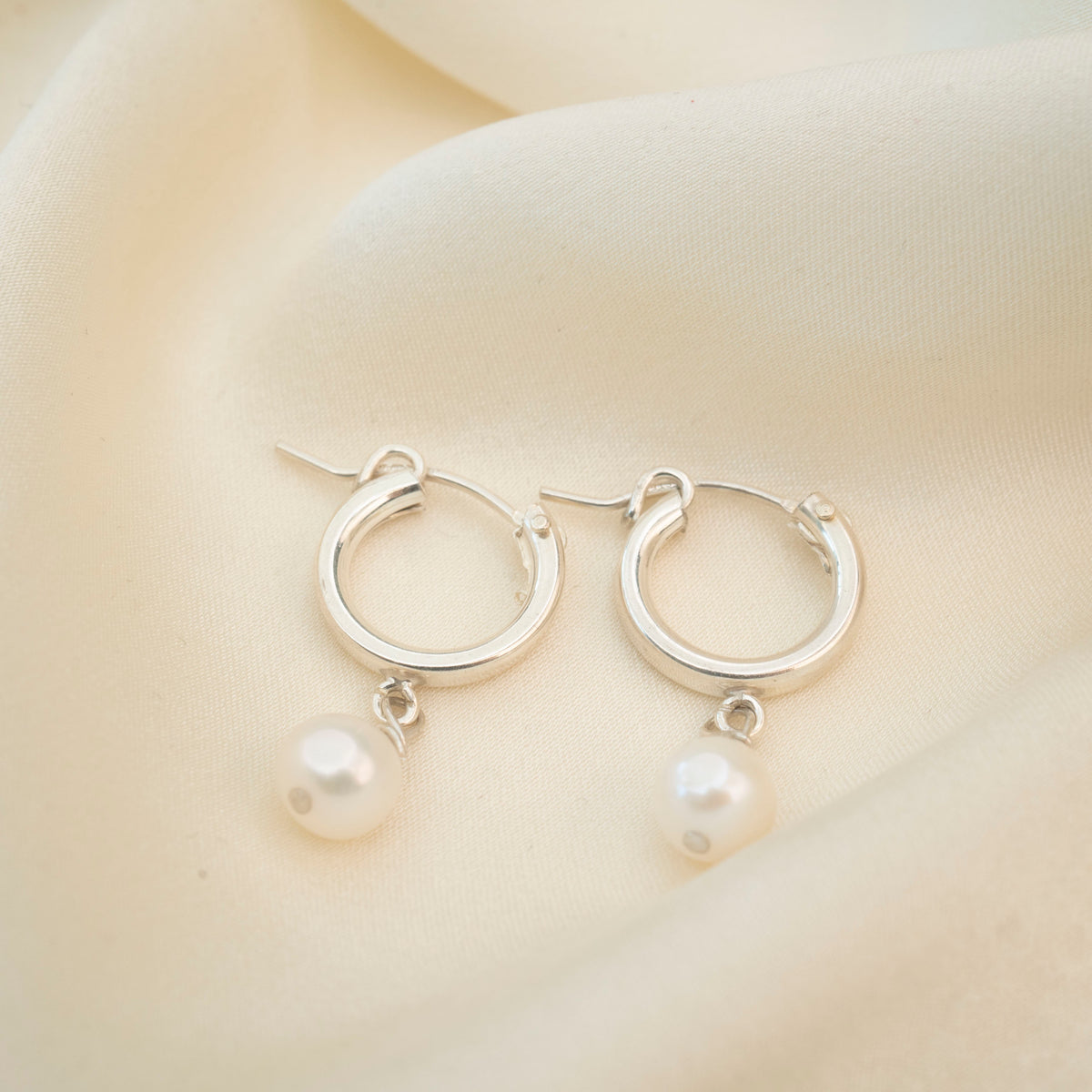 Pearl Clasp Hoops