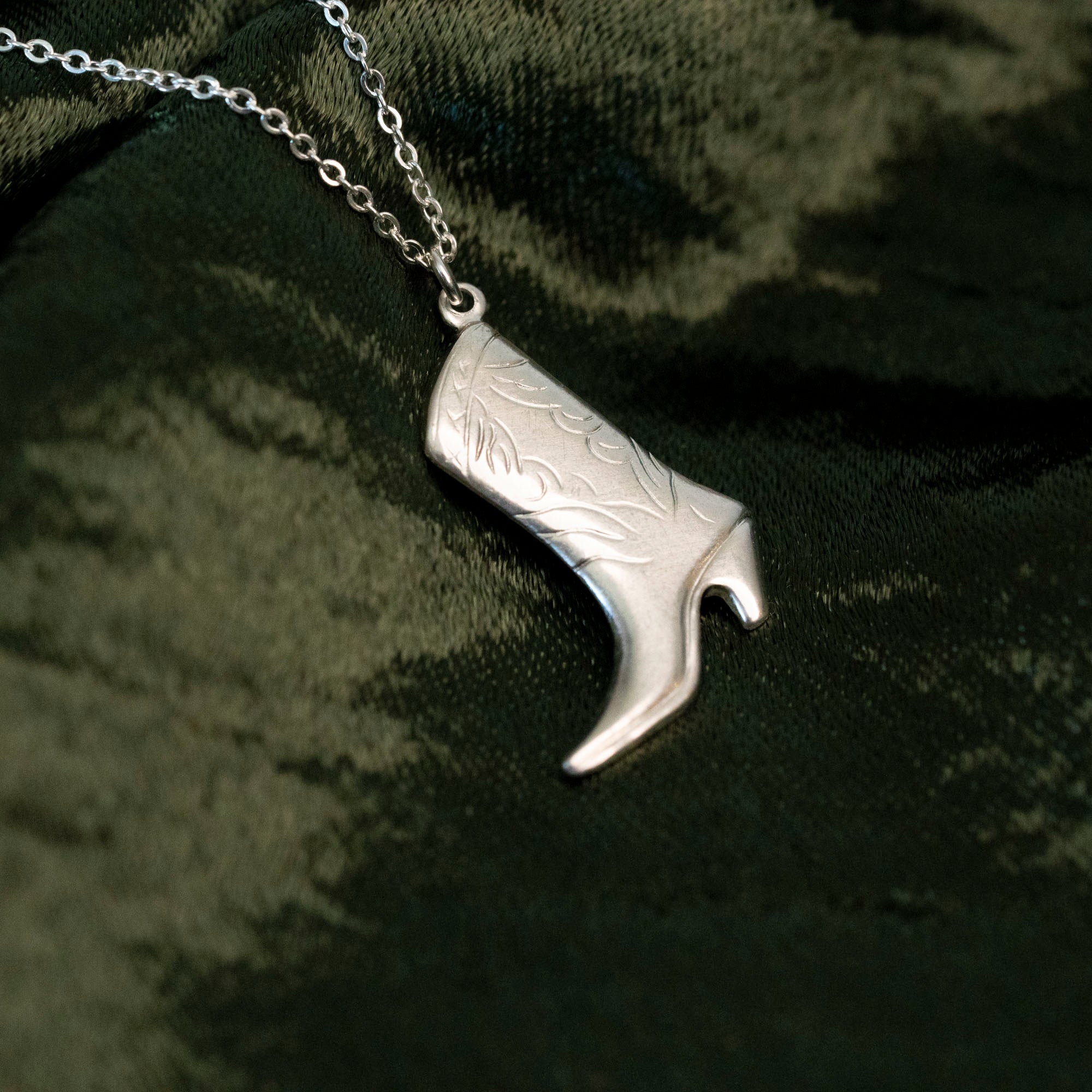 Silver Cowboy Boot Necklace