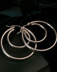 Silver Double Clasp Hoops