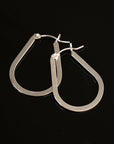 Silver Flat Tear Drop Hoops