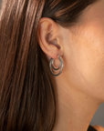 Silver Double Clasp Hoops