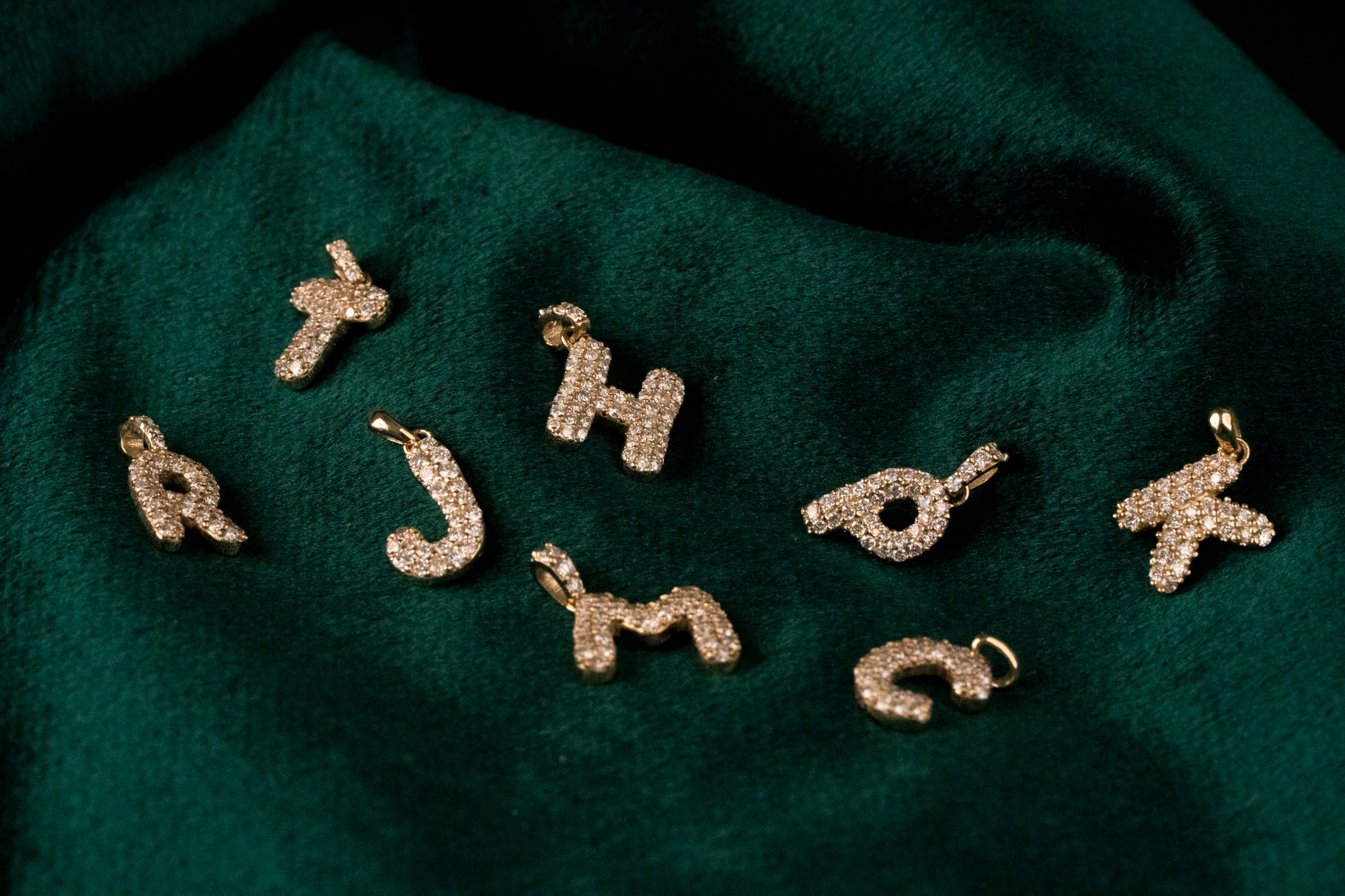 14k Diamond Bubble Letter Necklace