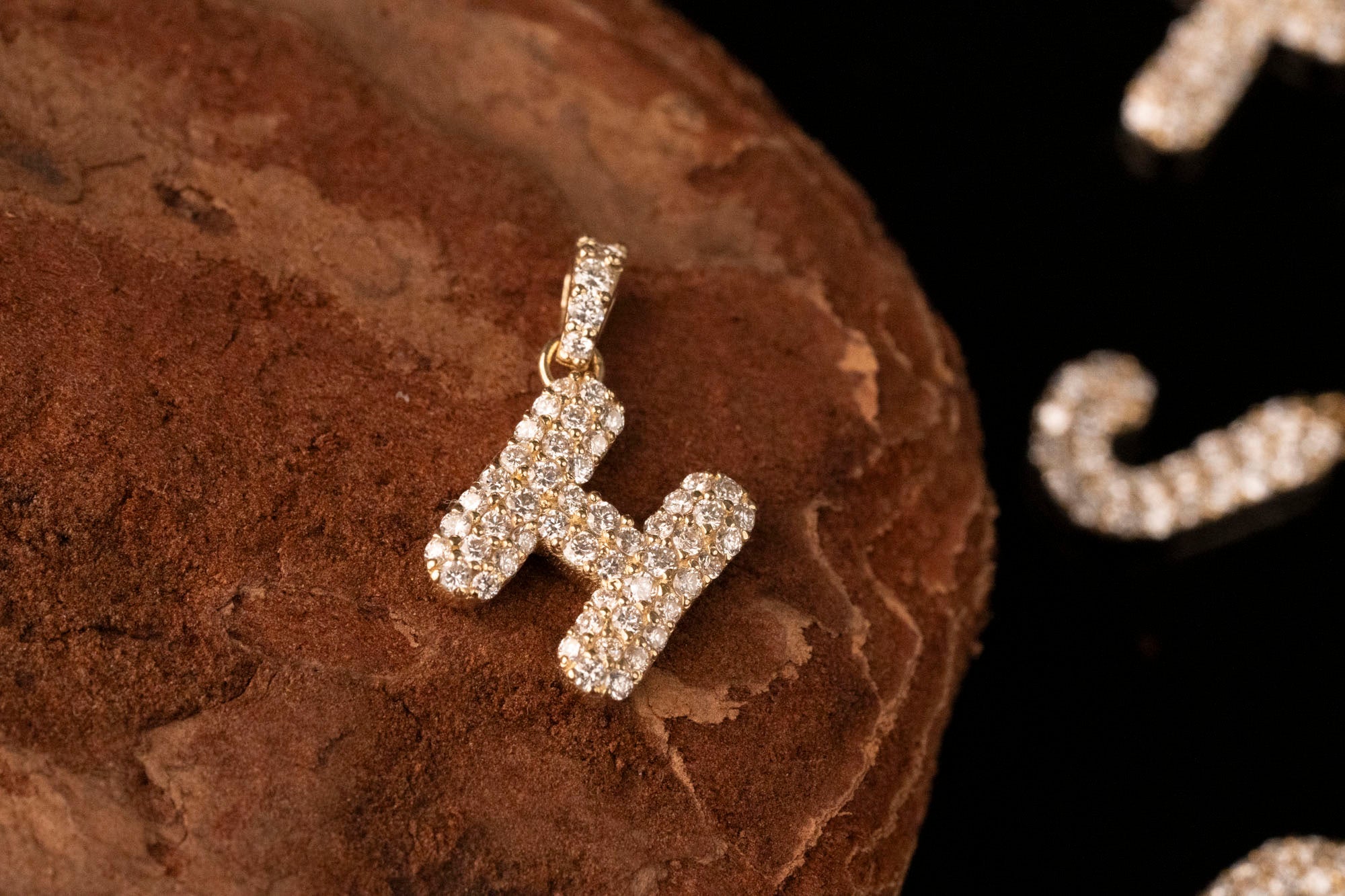 14k Diamond Bubble Letter Necklace