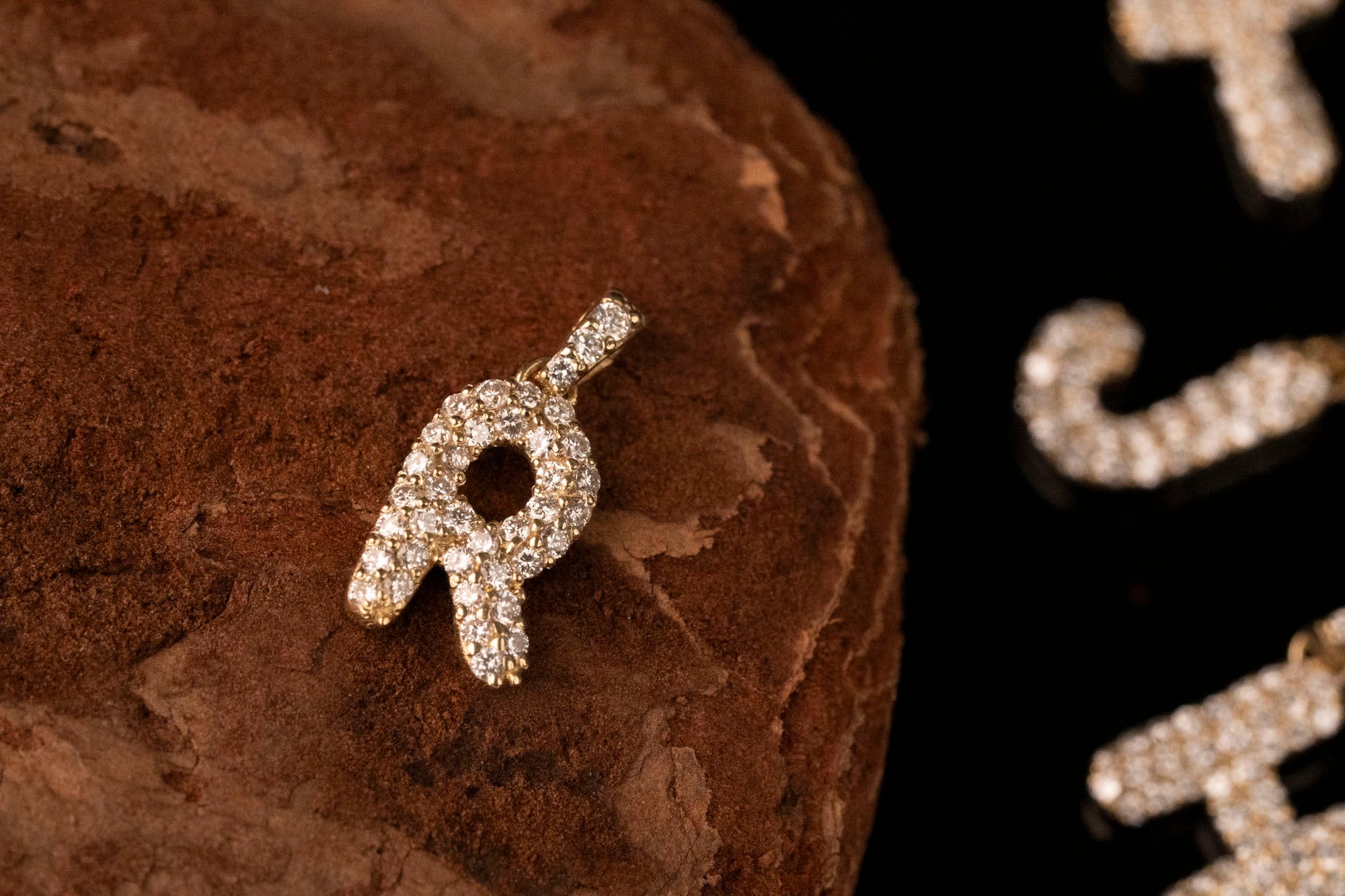 14k Diamond Bubble Letter Necklace