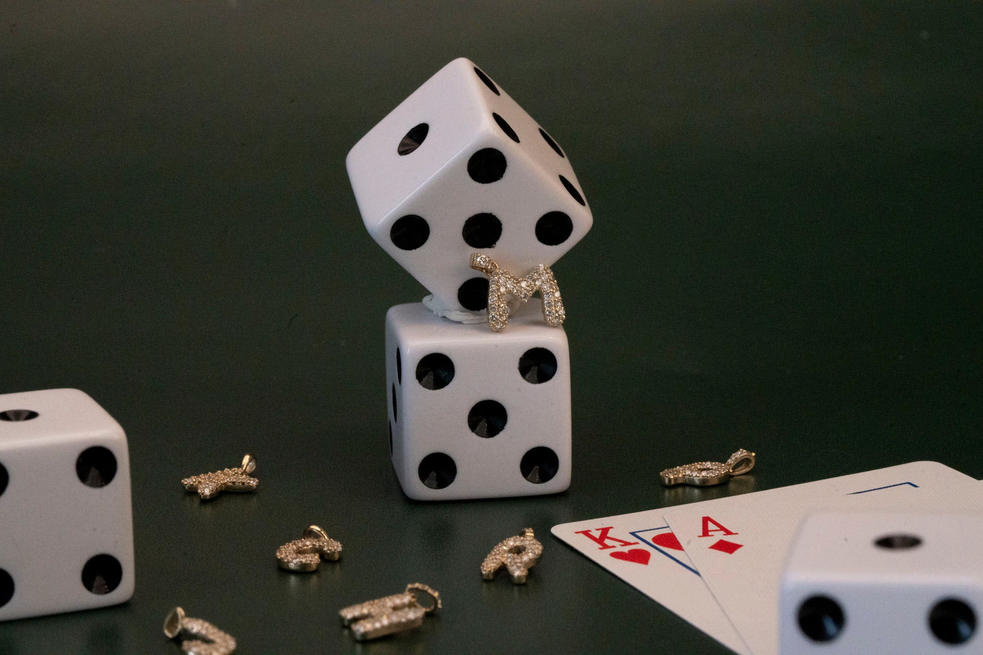 14k Diamond Bubble Letter Necklace