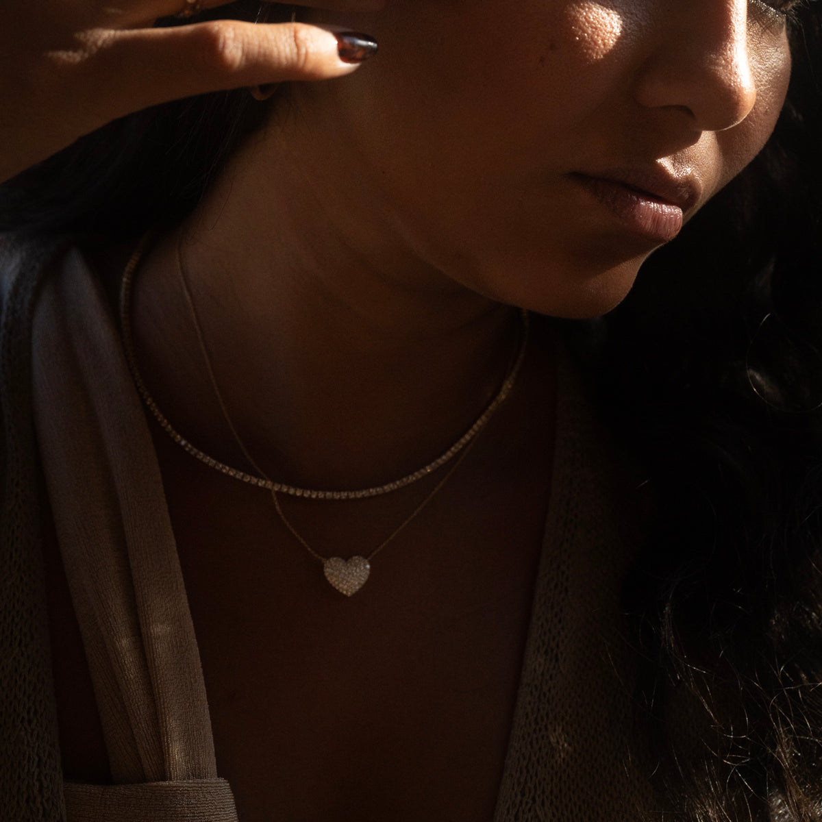 14k Large Diamond Puffy Heart Necklace
