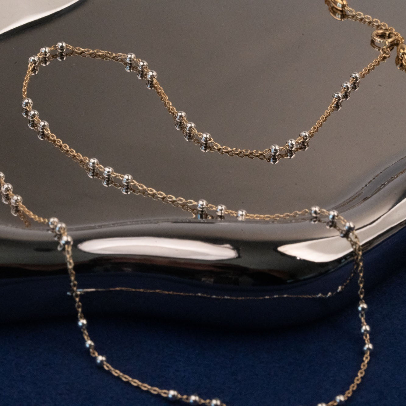 Two-Tone Triple Beaded Satellite Necklace