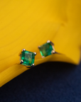 14k Square Emerald Studs