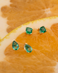 14k Emerald Pear Shape Studs
