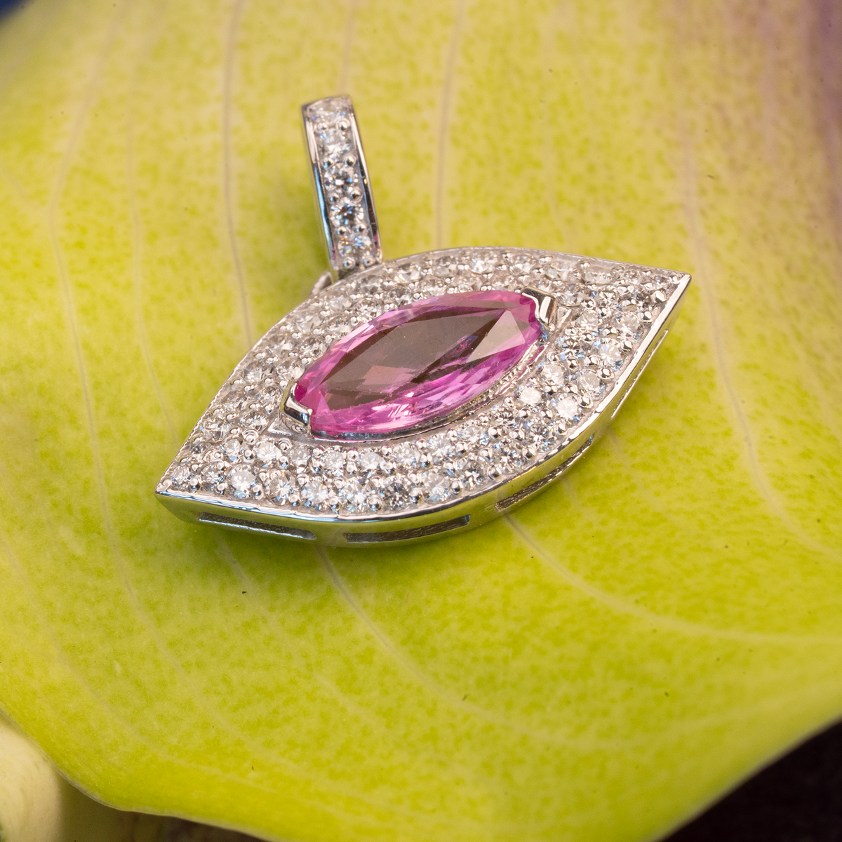 14k Pink Sapphire Evil Eye Necklace | one of one