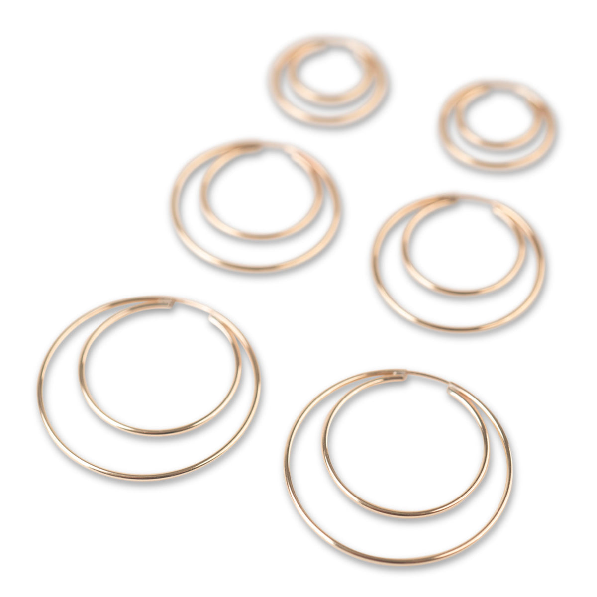 Lightweight gold-filled endless hoops for everyday wear
