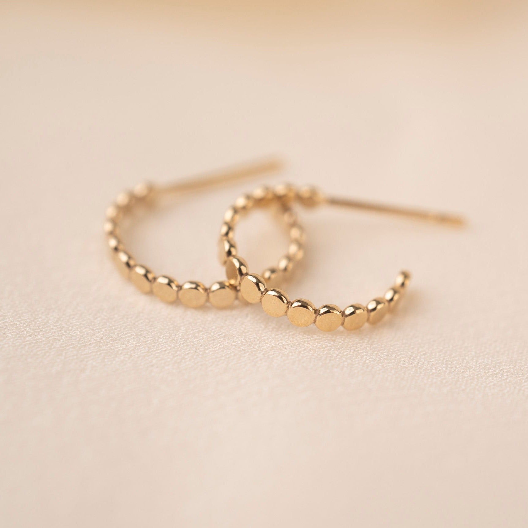 Gold Filled Flat Beaded Post Hoops