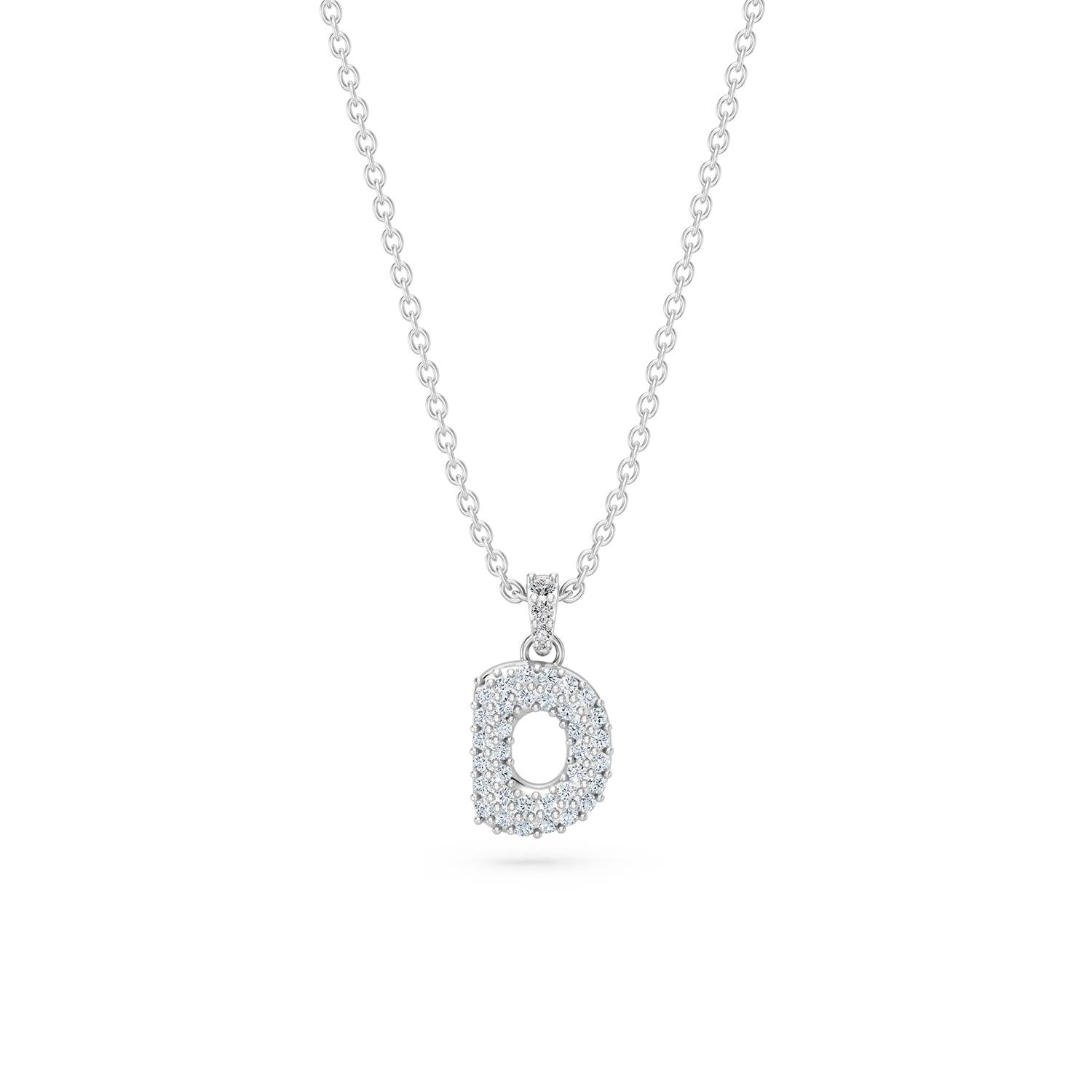 14k Diamond Bubble Letter Necklace