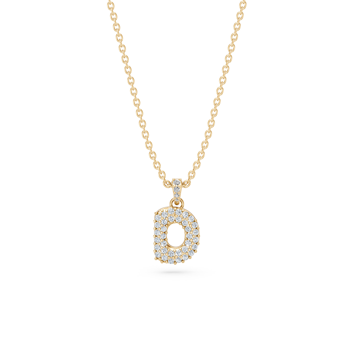 14k Diamond Bubble Letter Necklace