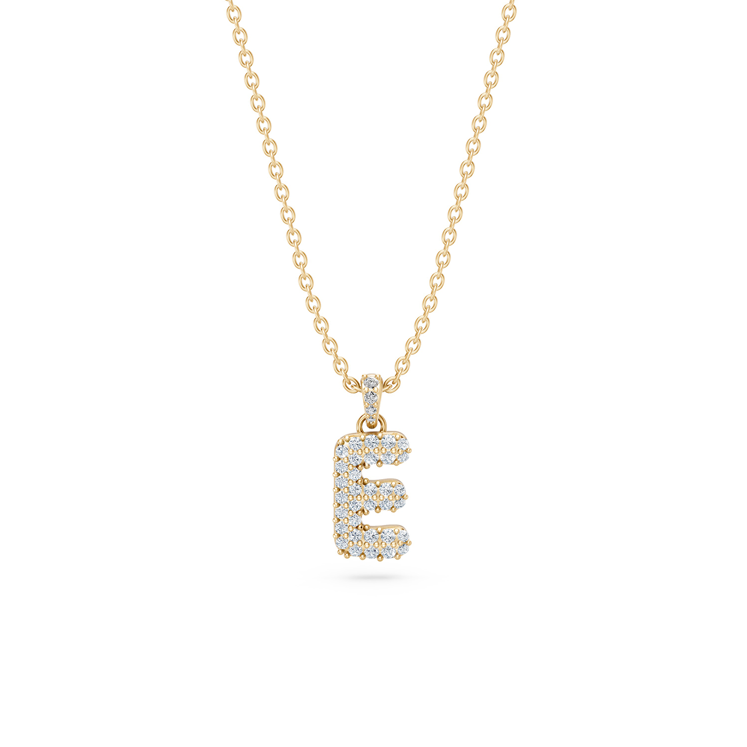 14k Diamond Bubble Letter Necklace