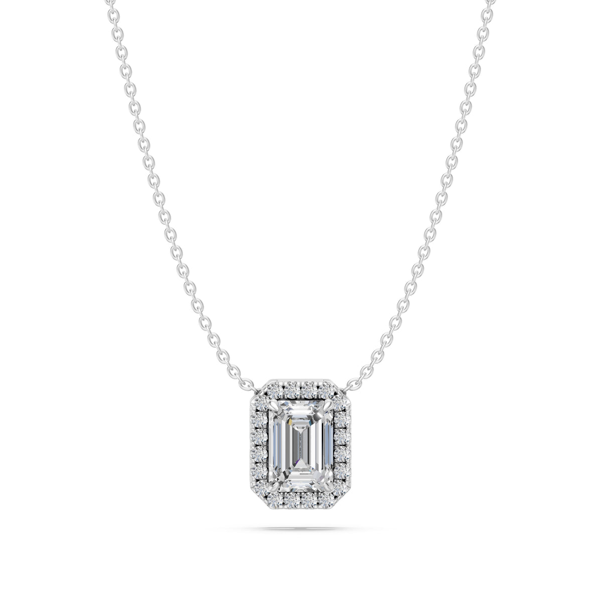 14k Emerald Cut Embrace Diamond Necklace