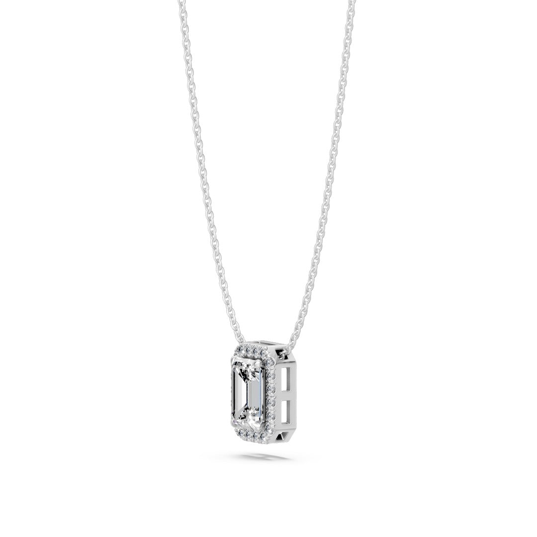 14k Emerald Cut Embrace Diamond Necklace