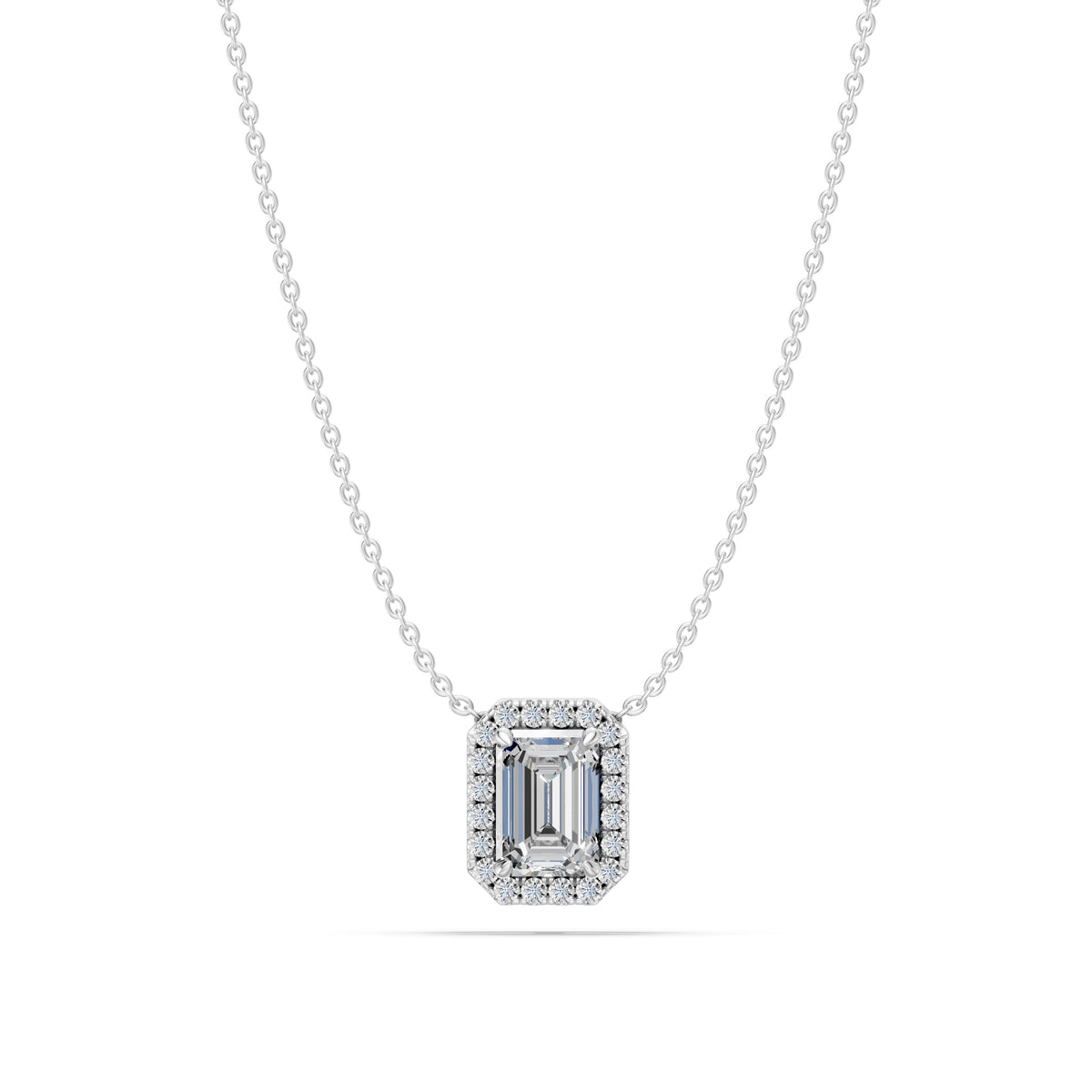 14k Emerald Cut Embrace Diamond Necklace