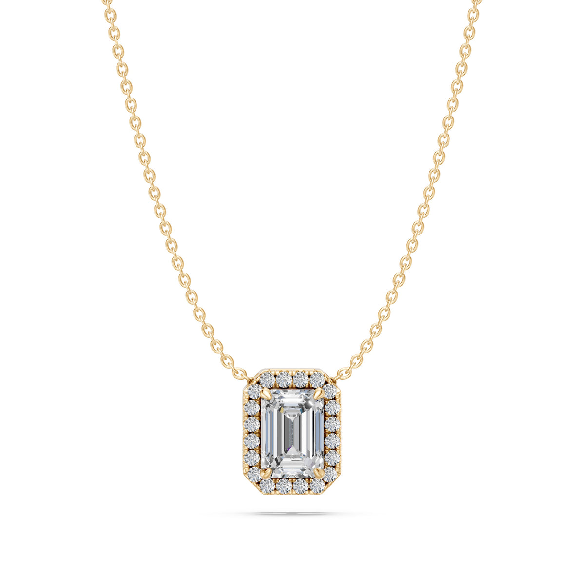 14k Emerald Cut Embrace Diamond Necklace