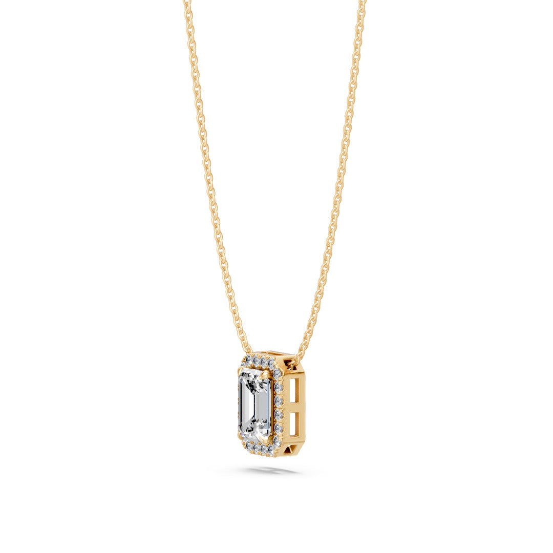 14k Emerald Cut Embrace Diamond Necklace