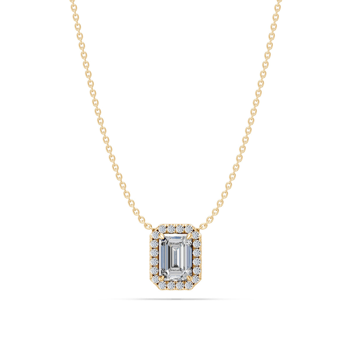14k Emerald Cut Embrace Diamond Necklace