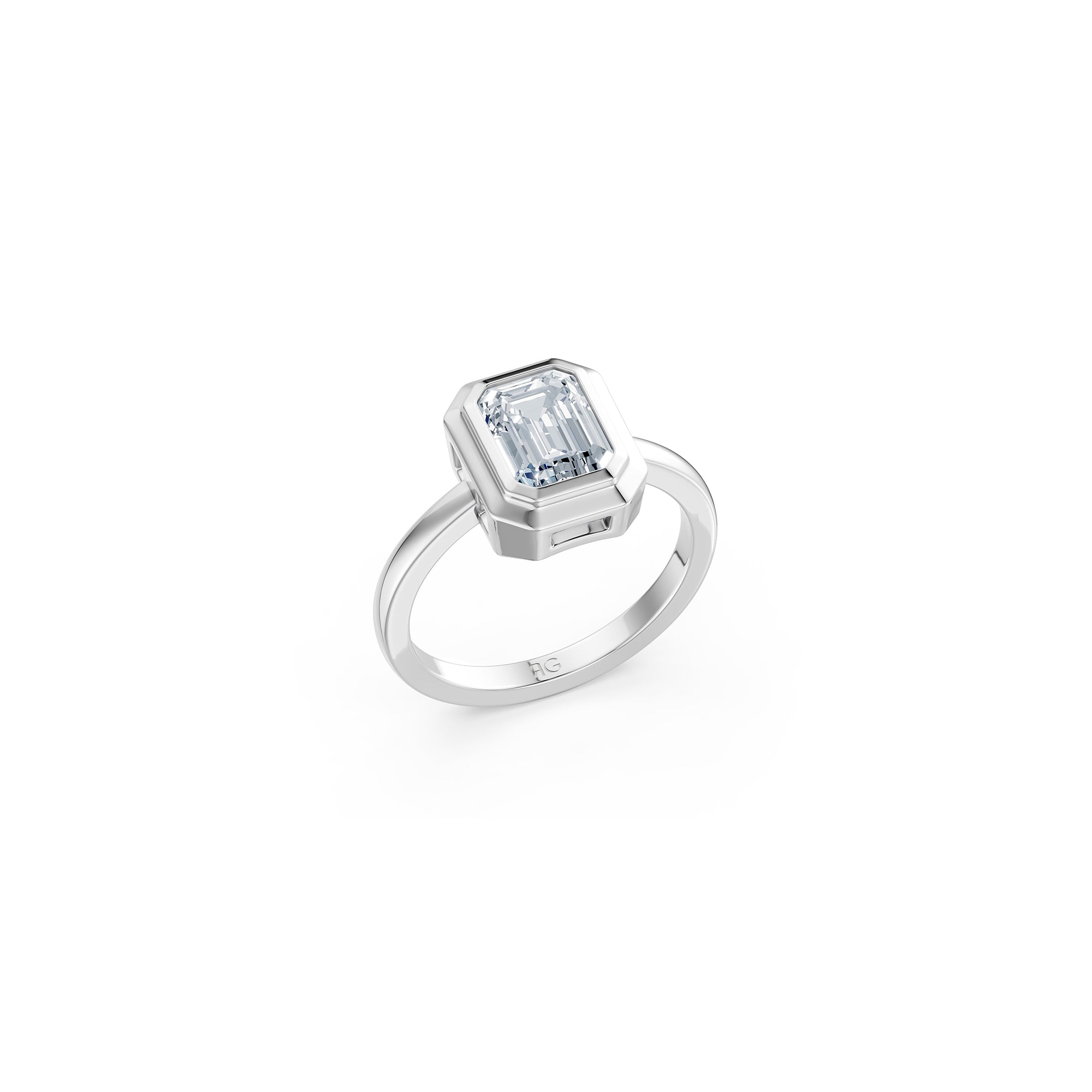 14k Emerald-Cut Eclipse Bezel Ring
