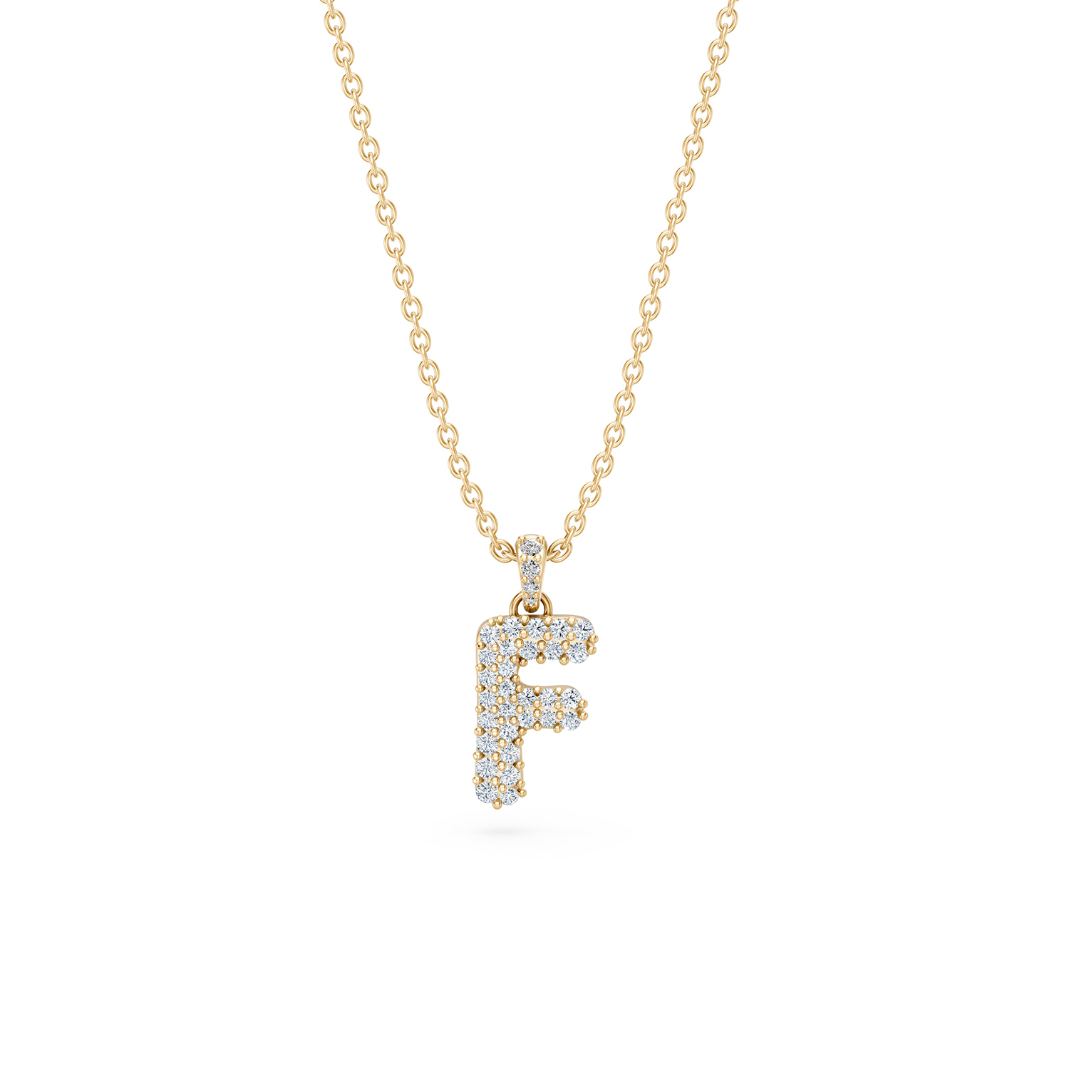 14k Diamond Bubble Letter Necklace