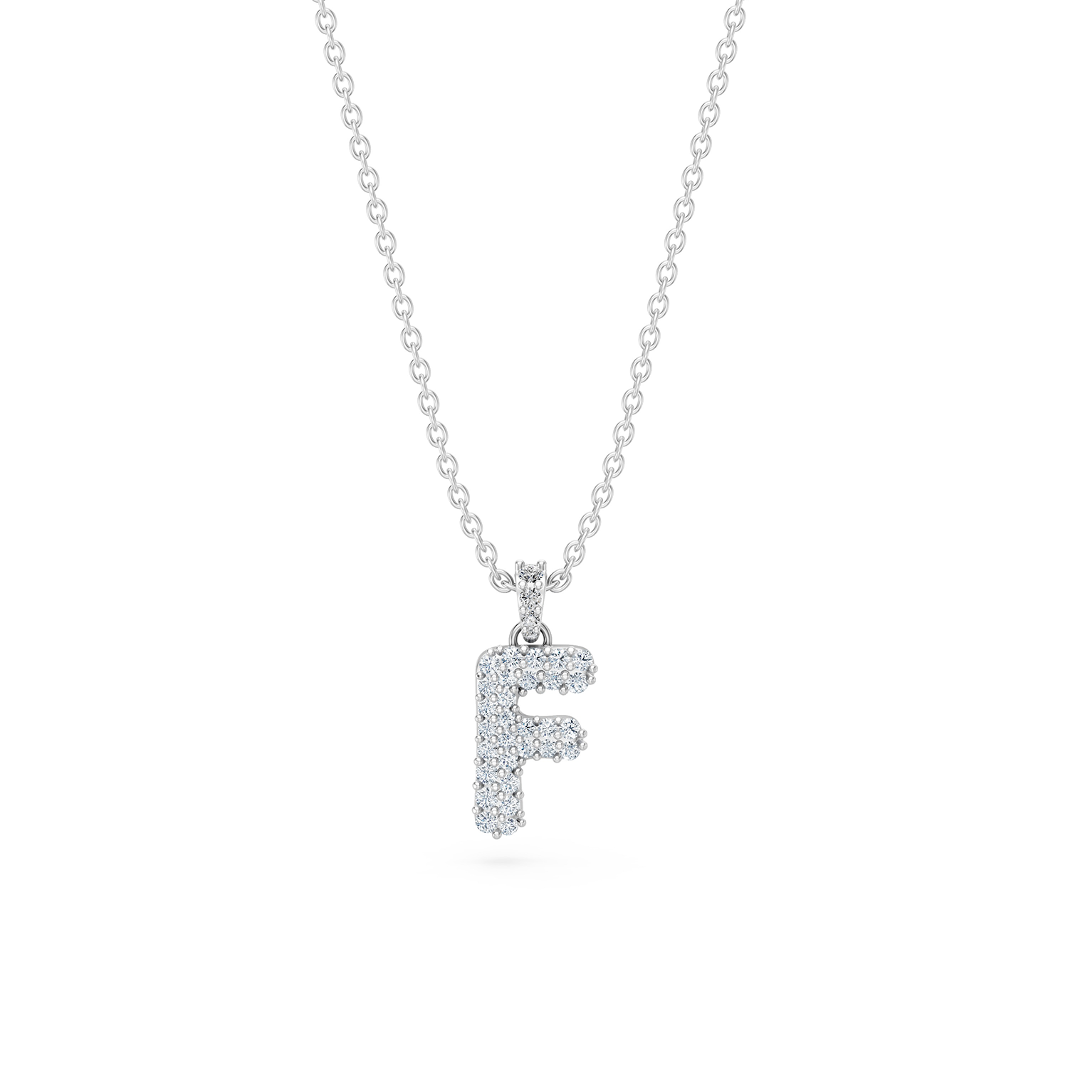 14k Diamond Bubble Letter Necklace