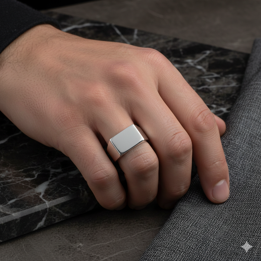 Silver Large Rectangle Signet