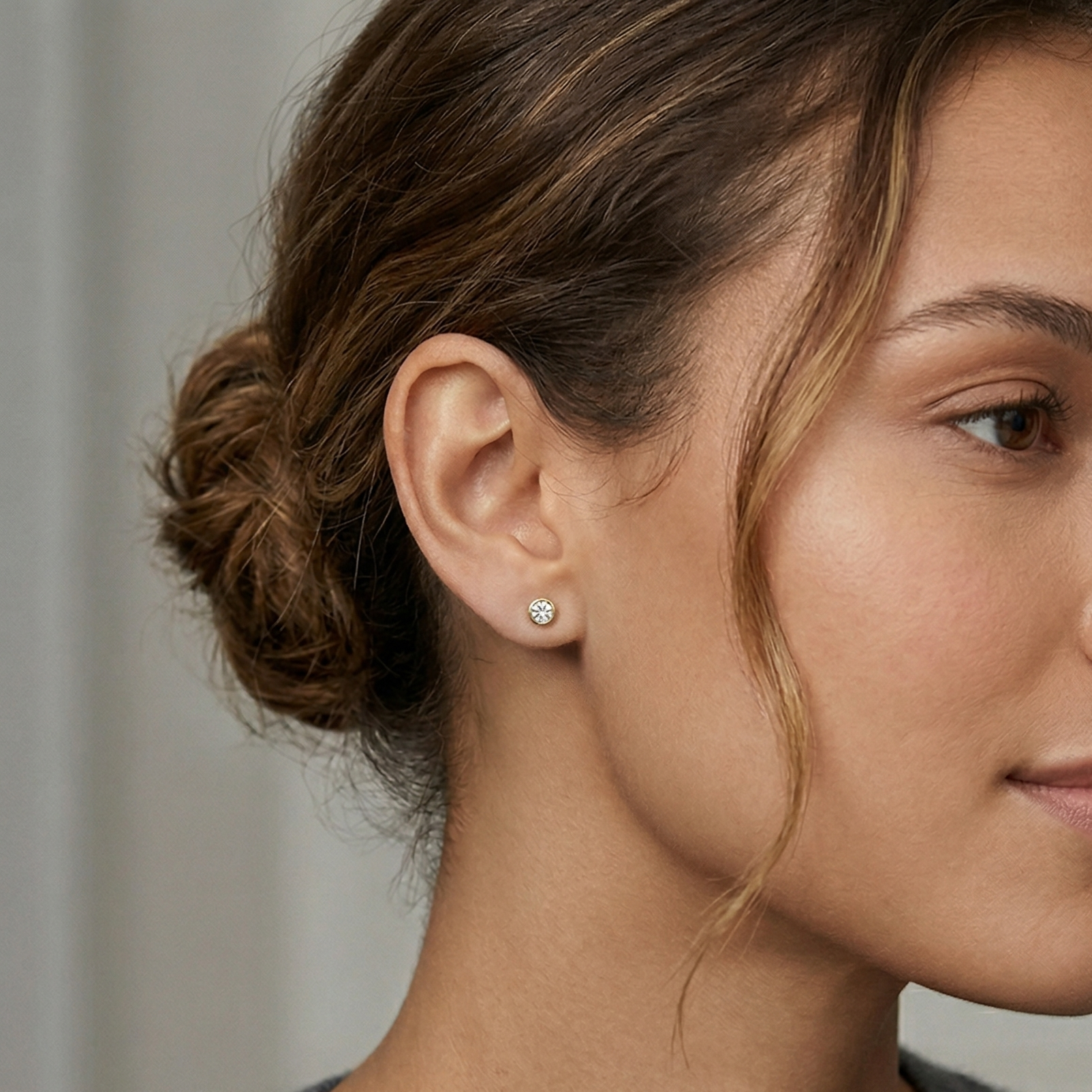 14k Diamond Bezel Studs