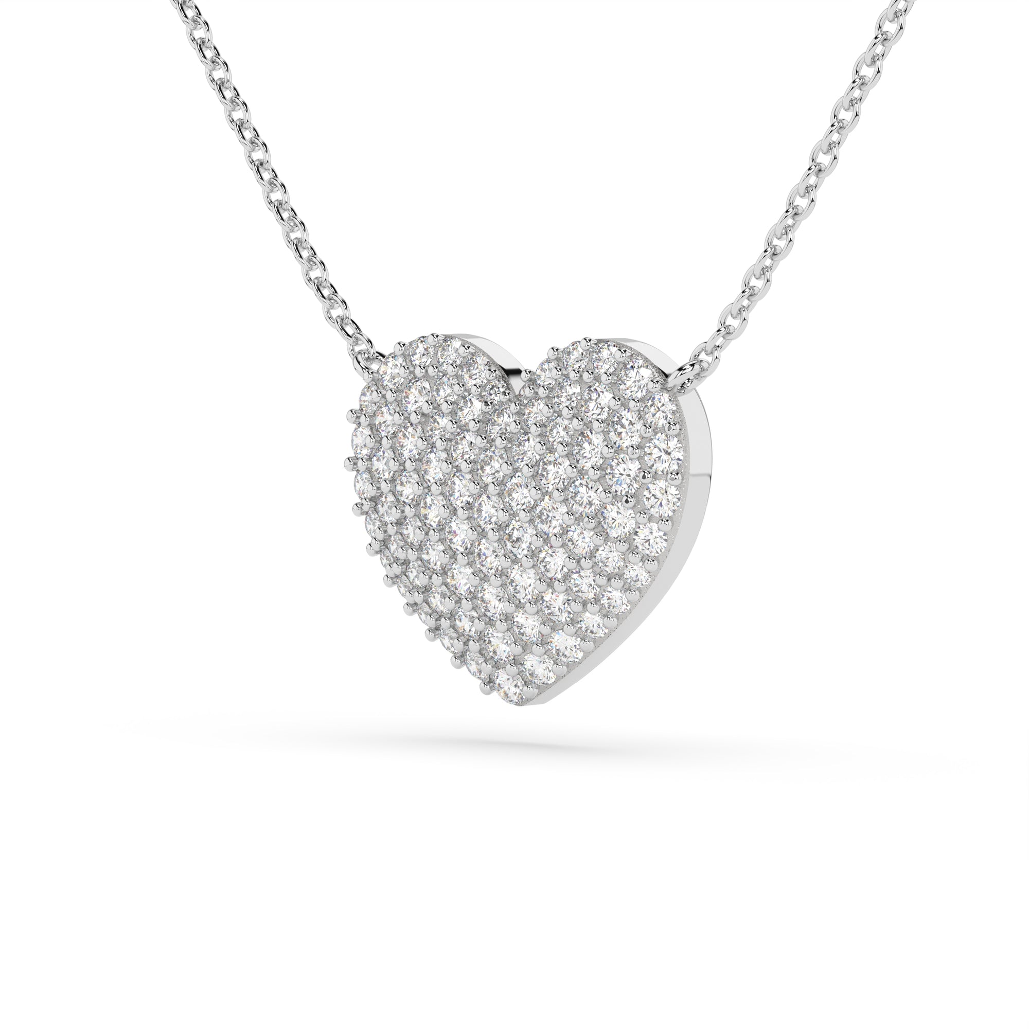 14k Large Diamond Puffy Heart Necklace