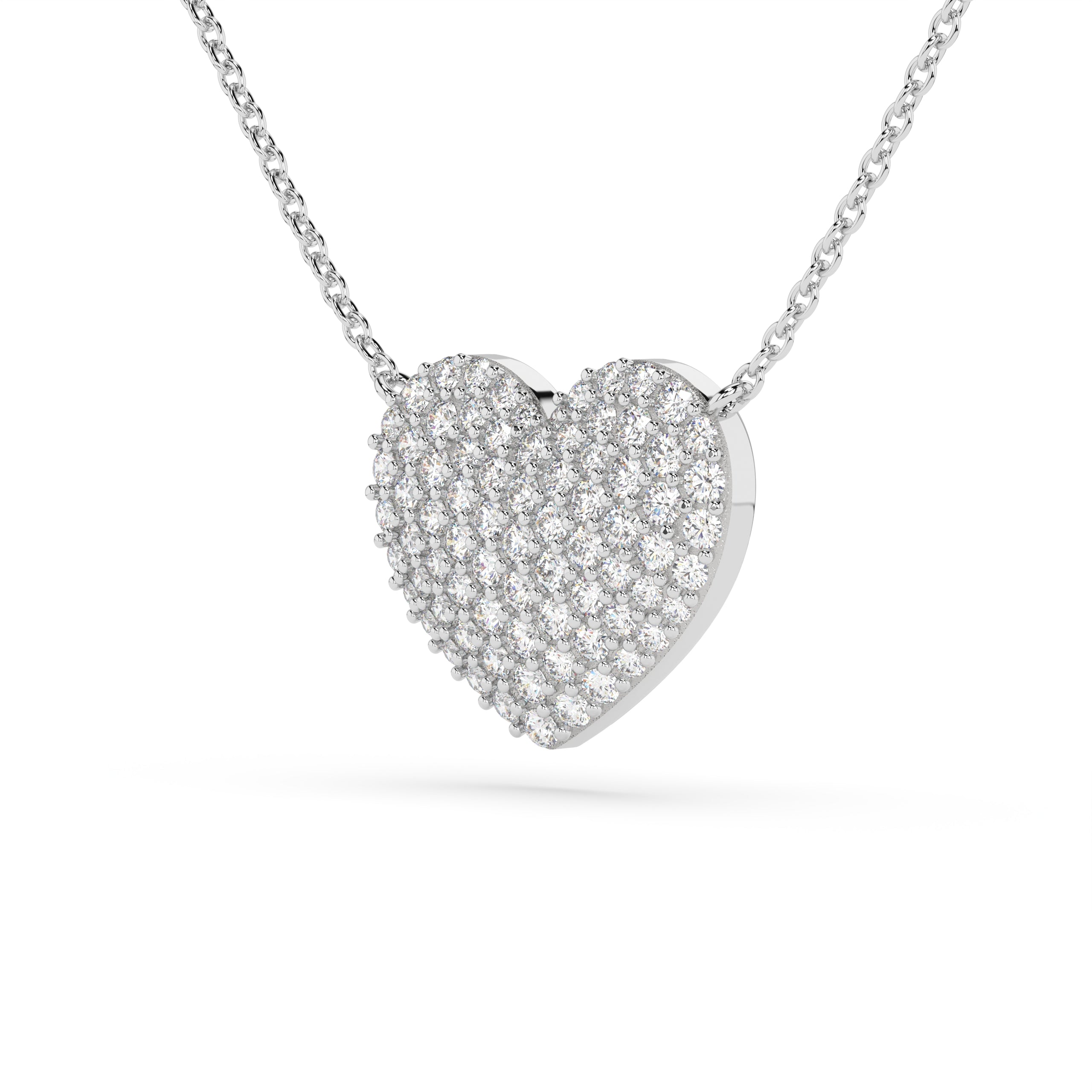 14k Large Diamond Puffy Heart Necklace