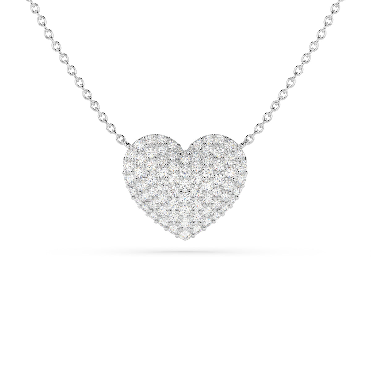 14k Large Diamond Puffy Heart Necklace